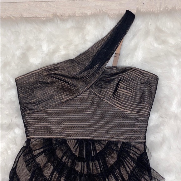 BCBGMAXAZRIA one shoulder, black tulle dress - Picture 2 of 5